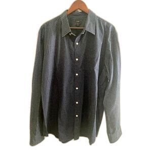 100% Cotton J. Crew Men's Long Sleeve Navy Blue & White Dot Shirt Size XXL
